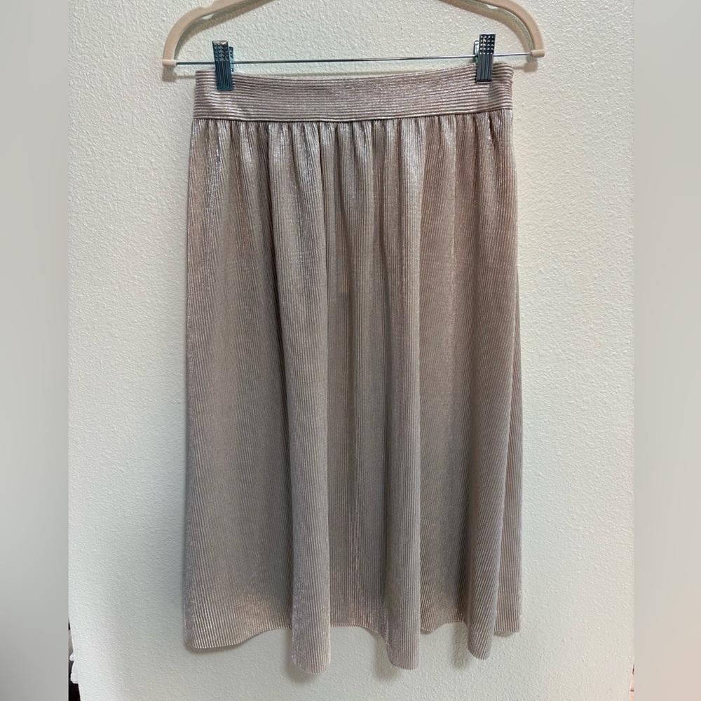 Who What Wear Gold Metallic Knee Length Skirt